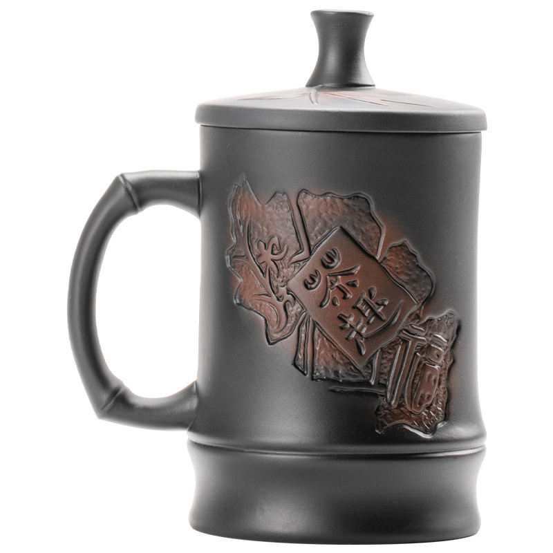 紫陶茶趣竹節茶杯