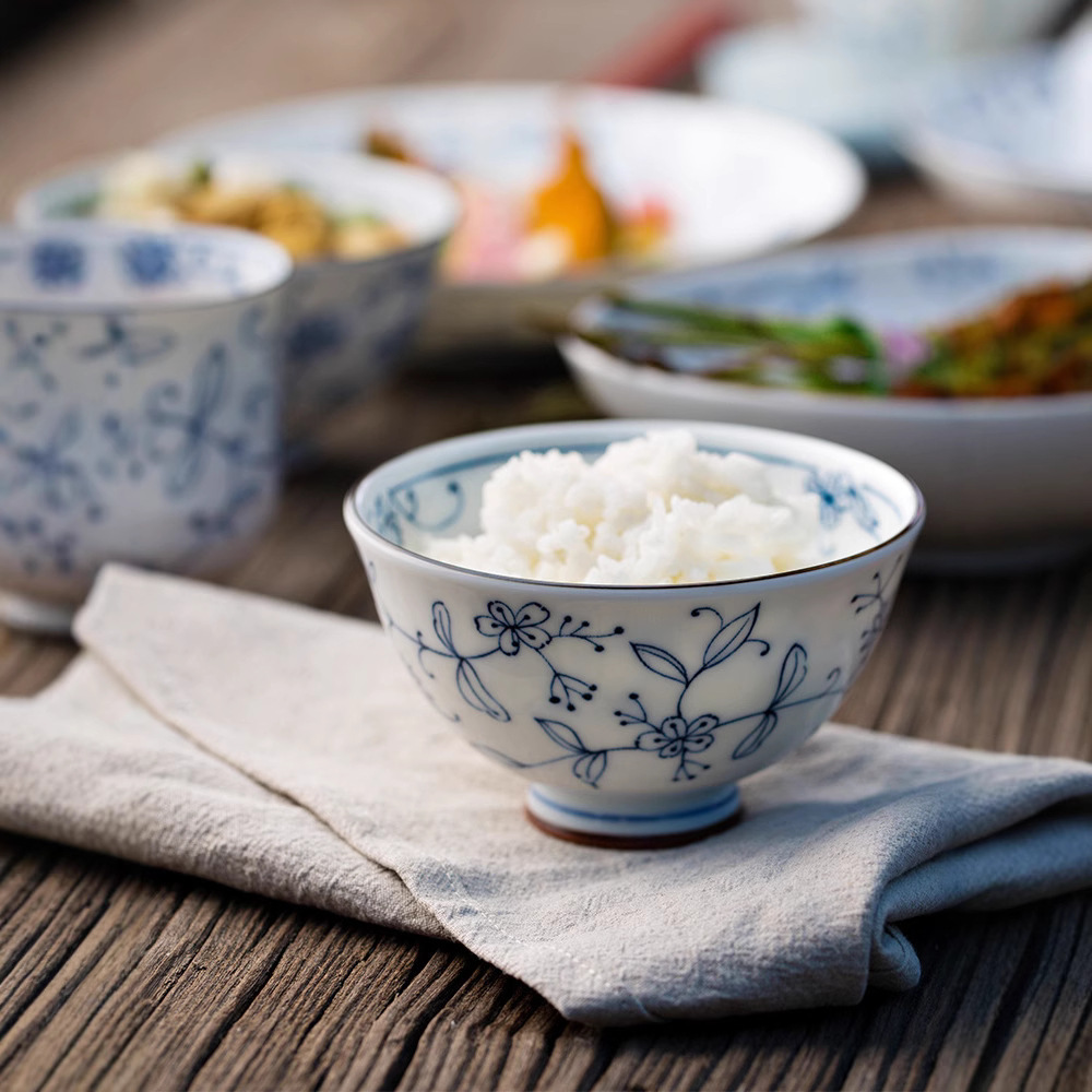 日本輕量瓷線唐草碗碟