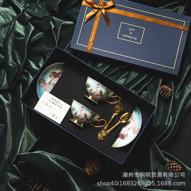 藍色佳人歐式骨瓷咖啡杯碟套裝