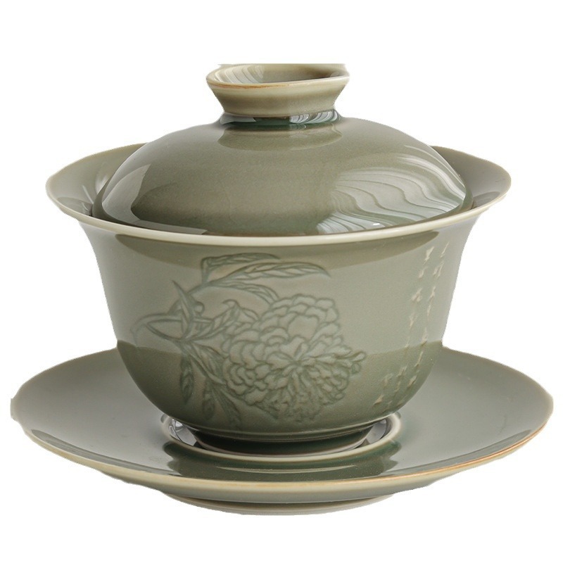 越窯青瓷折枝蓋碗