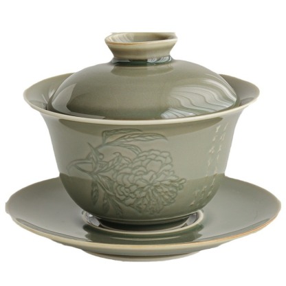 越窯青瓷折枝蓋碗