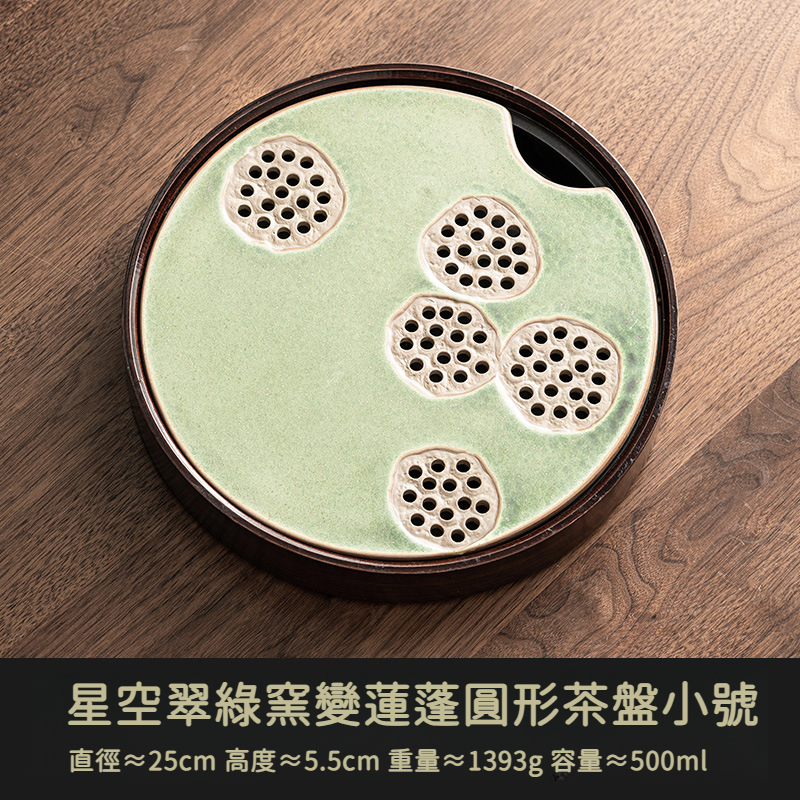 窯變星空翠綠復古茶盤