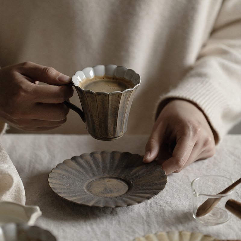 侘寂風粉引手工咖啡杯