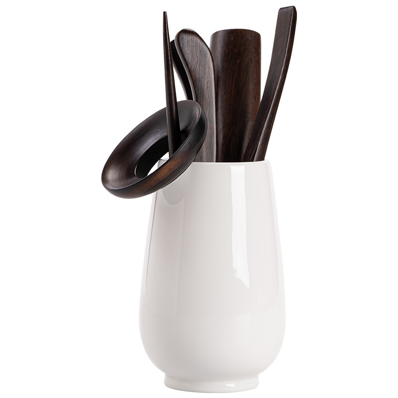 羊脂玉白瓷茶道六君子