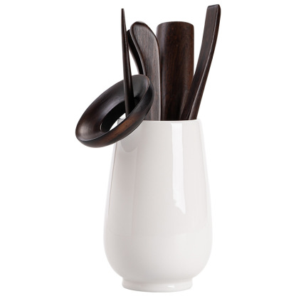 羊脂玉白瓷茶道六君子