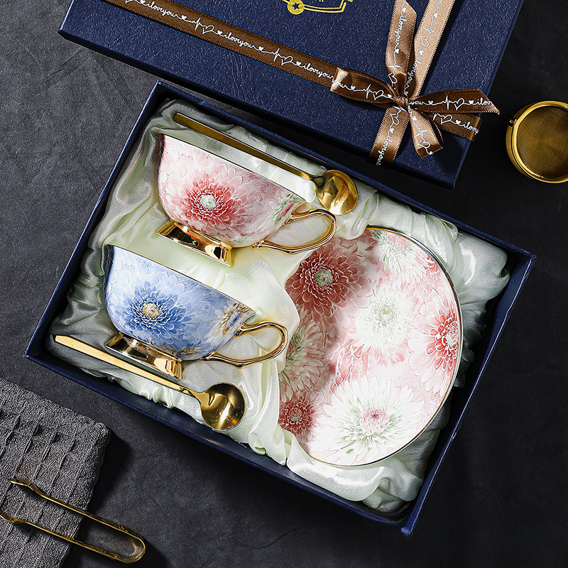 高顏值輕奢小眾骨瓷咖啡杯碟套裝