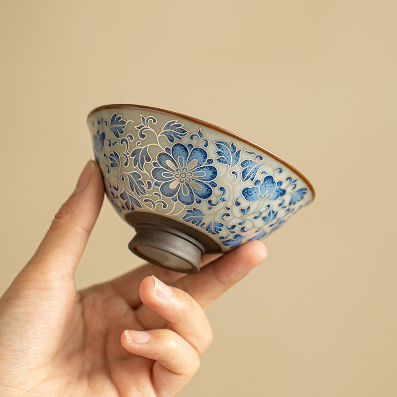 仿古青花陶瓷主人杯