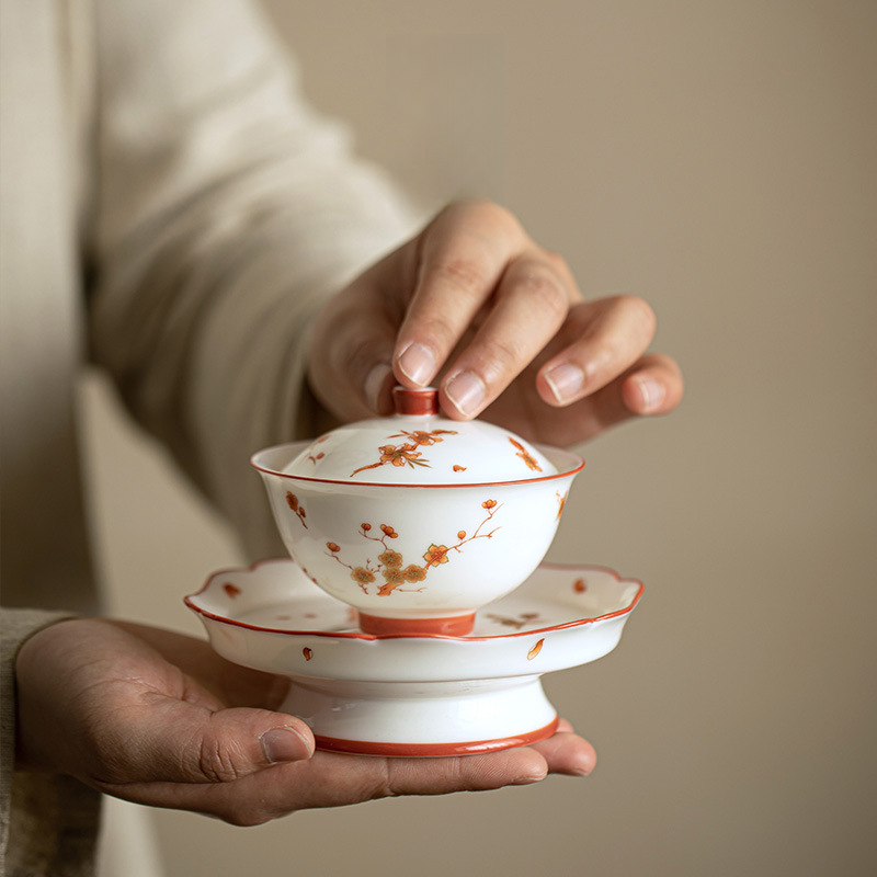 羊脂玉白瓷茶具套裝