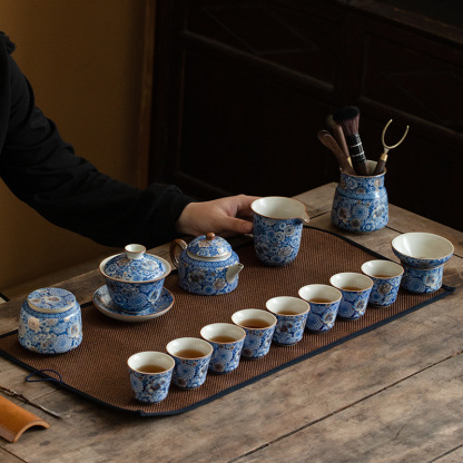 繁花系列15頭茶具套裝高檔伴手禮