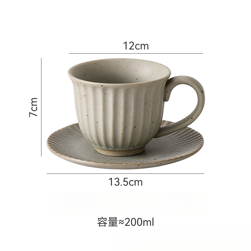 日式復古簡約粗陶咖啡杯碟