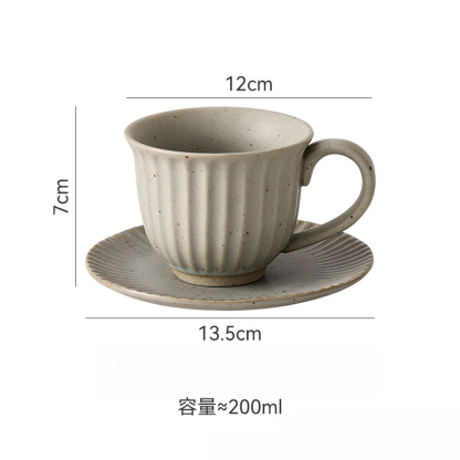 日式復古簡約粗陶咖啡杯碟