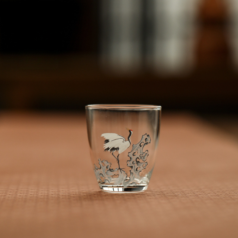 松鶴透明品茗杯小號