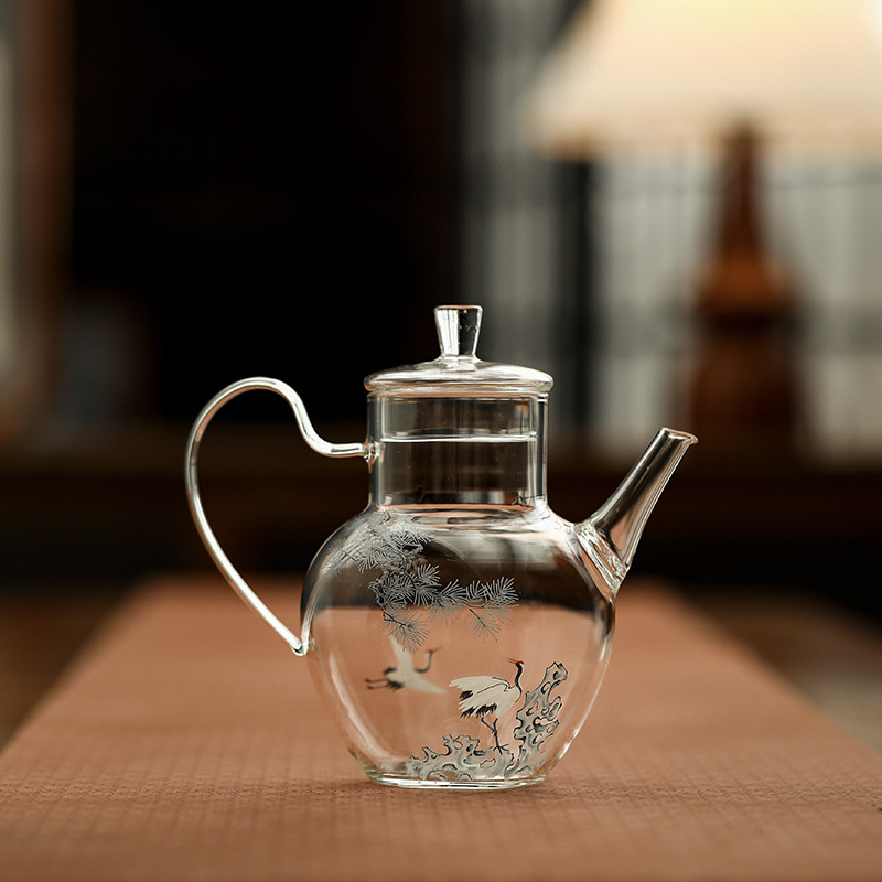 松鶴帶過濾側把玻璃執壺