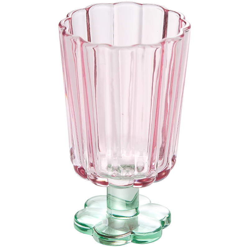 中古拼色高腳玻璃杯