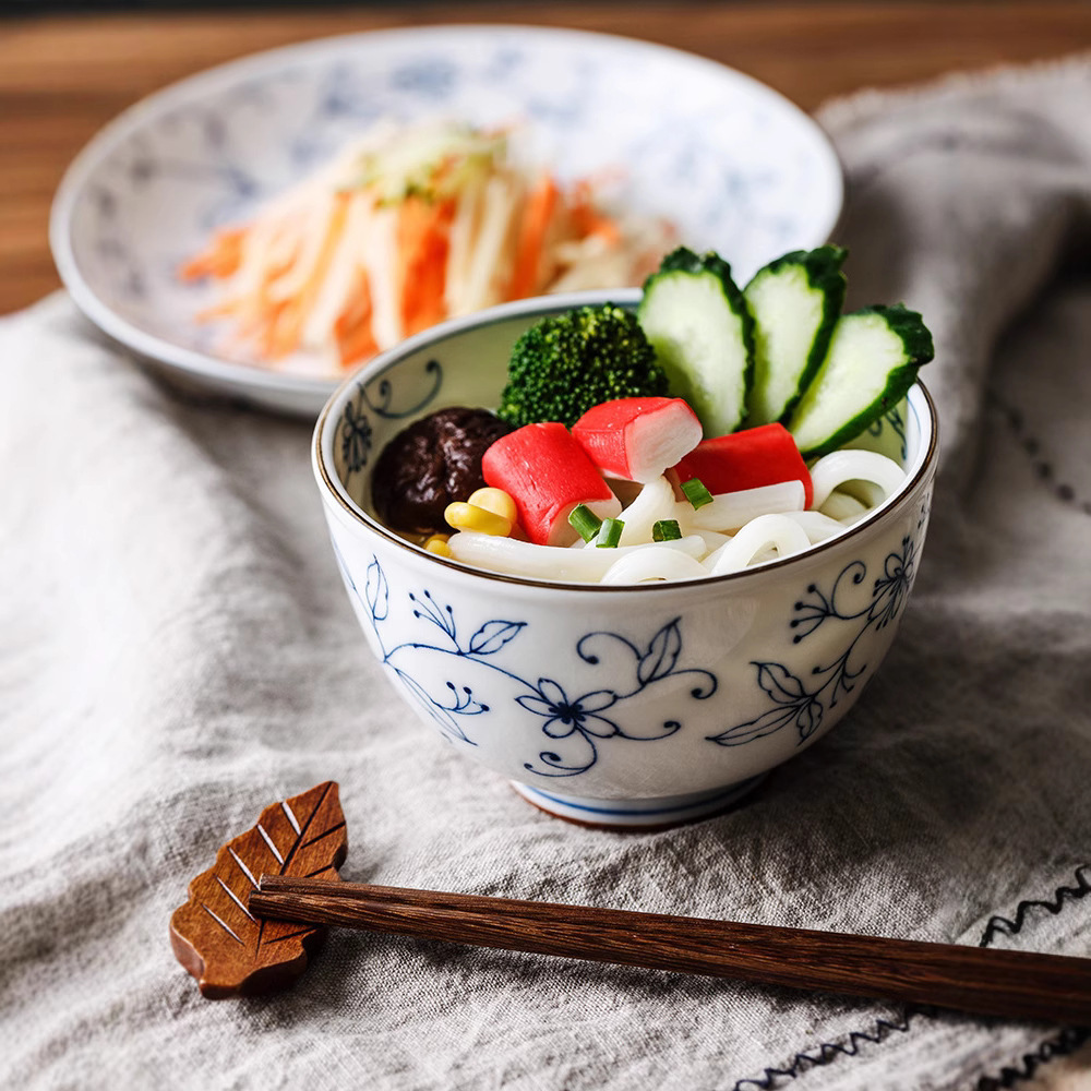 日本輕量瓷線唐草碗碟