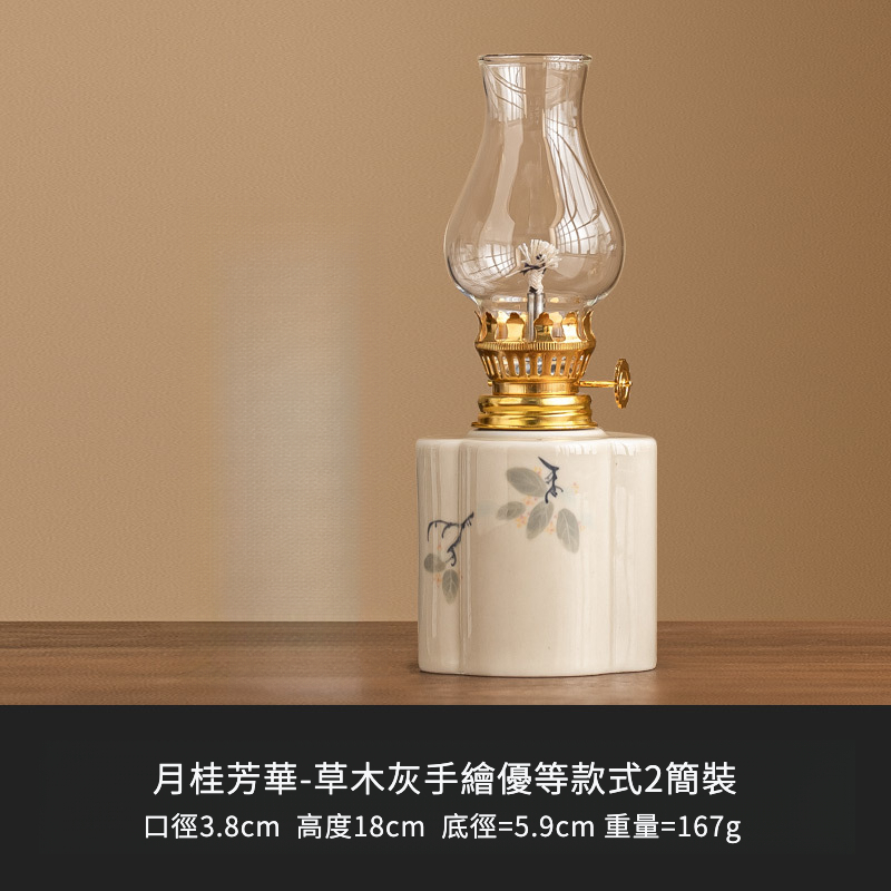 手繪花卉復古煤油燈