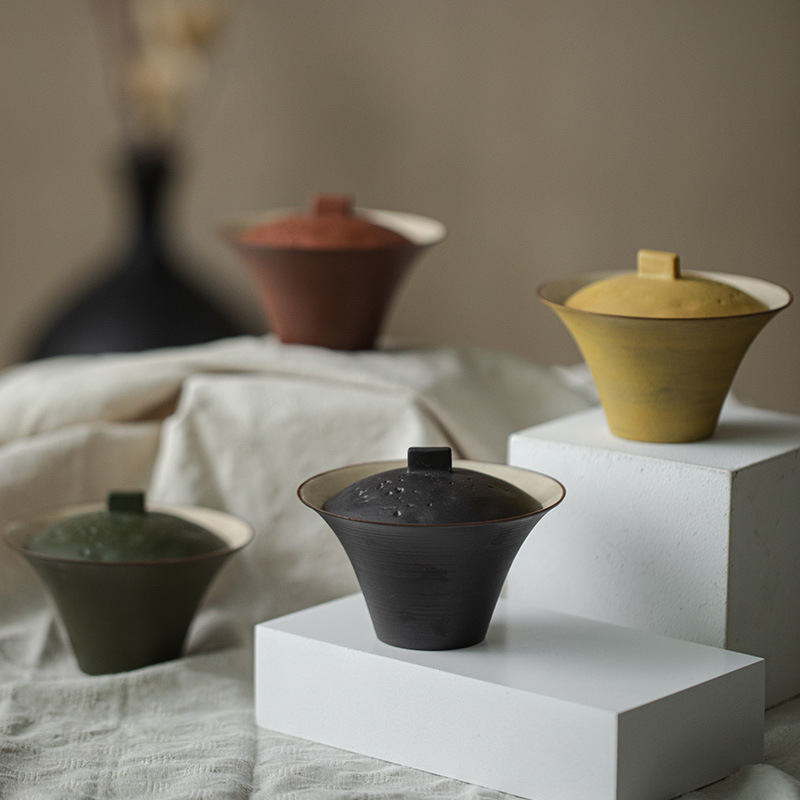 詫寂風日式陶瓷蓋碗