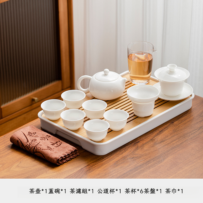 羊脂玉白瓷茶具套裝