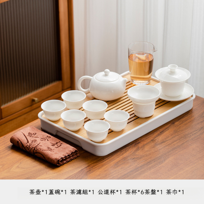 羊脂玉白瓷茶具套裝
