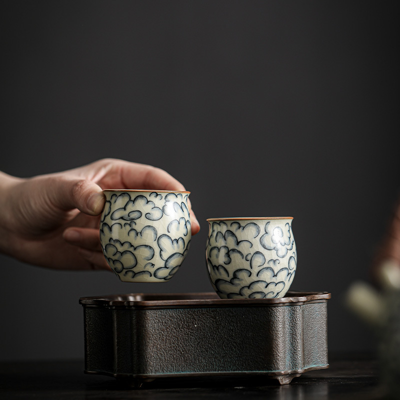 汝窯陶瓷祥雲品茗杯