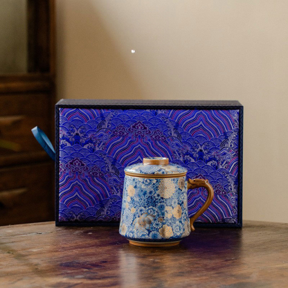 繁花龍柄辦公杯高顏值馬克杯