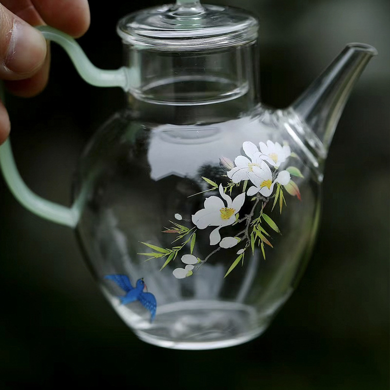 春歸耐高溫帶側把玻璃泡茶執壺