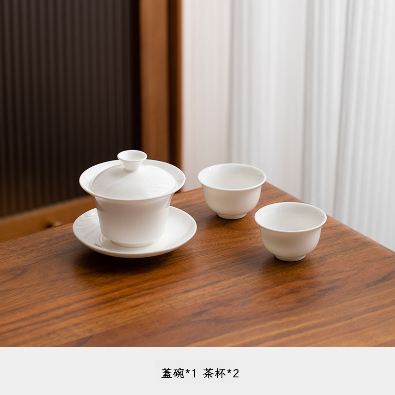 羊脂玉白瓷茶具套裝