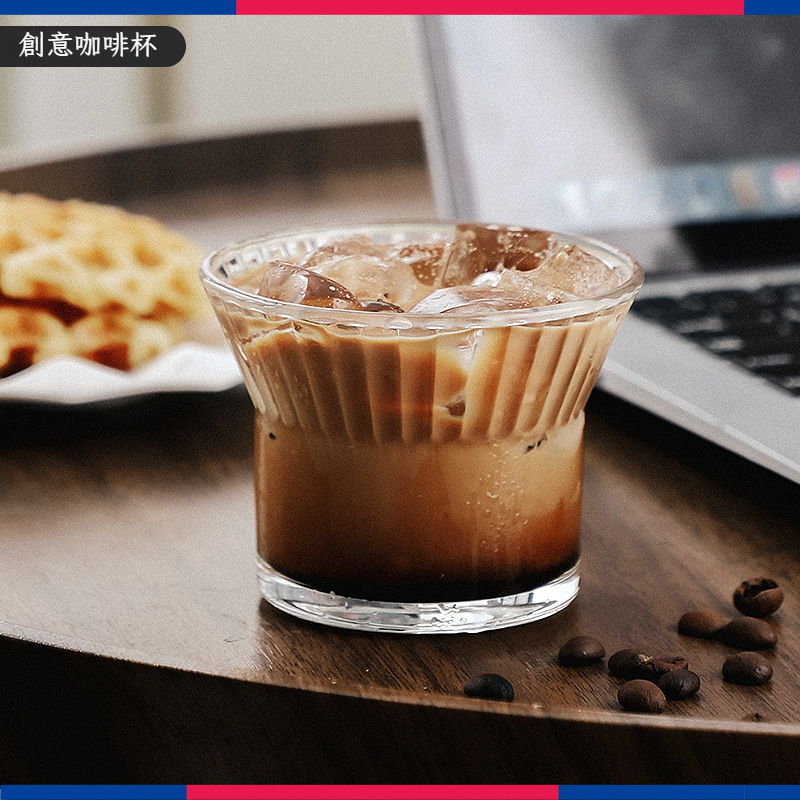 花朵創意咖啡杯玻璃杯家用威士忌杯