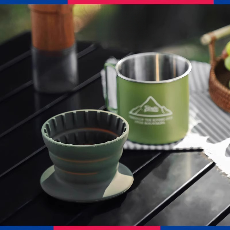 戶外硅膠折疊蛋糕濾杯露營手沖咖啡壺套裝