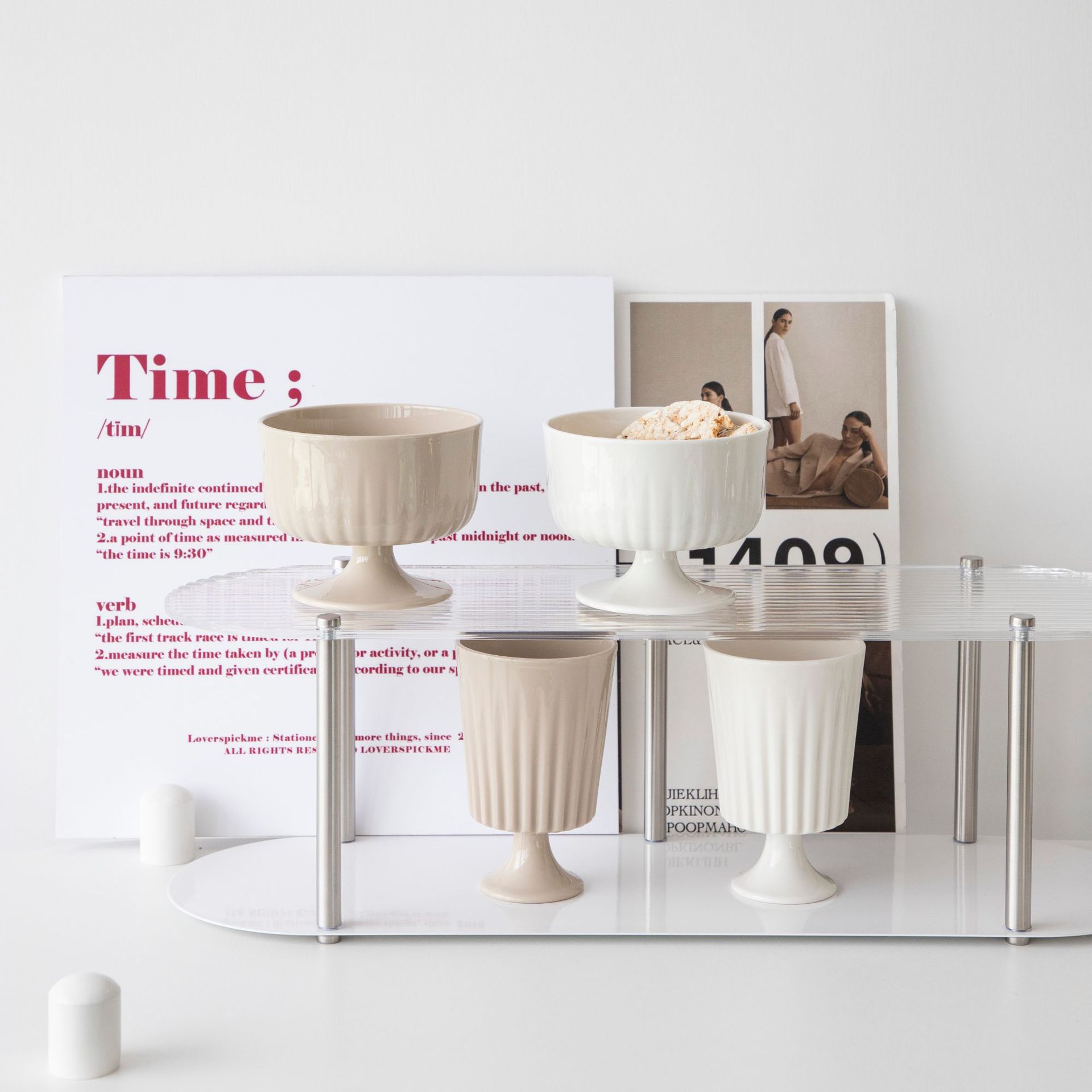 歐式陶瓷浮雕高腳冰激凌杯家居咖啡杯