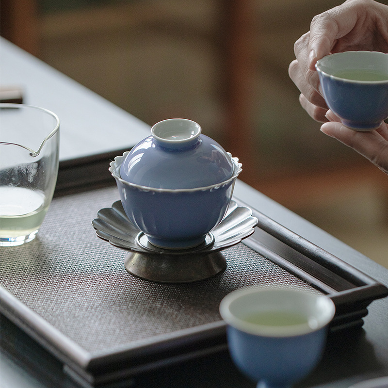 木槿紫菊口三才蓋碗