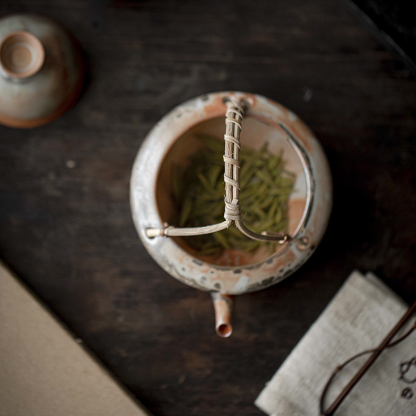 水墨柴燒窯變提梁壺