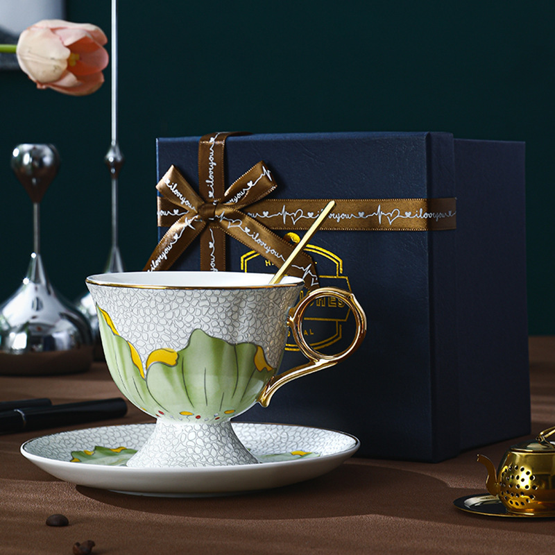 岩花歐式骨瓷咖啡杯碟套裝