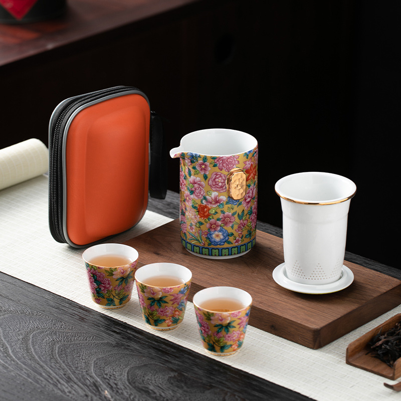 琺瑯彩戶外便攜茶具小套裝