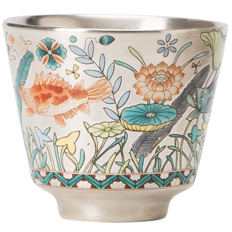 魚藻紋999鎏銀品茗杯