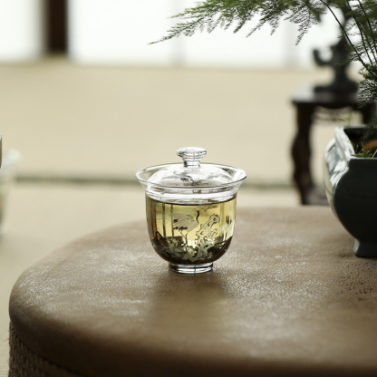 松鶴高硼硅玻璃小蓋碗