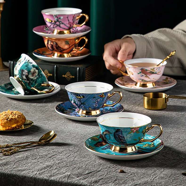 混色英式咖啡杯碟套裝伴手禮禮品