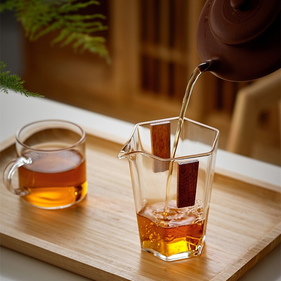 六角公道杯胡桃木手柄茶漏功夫茶具