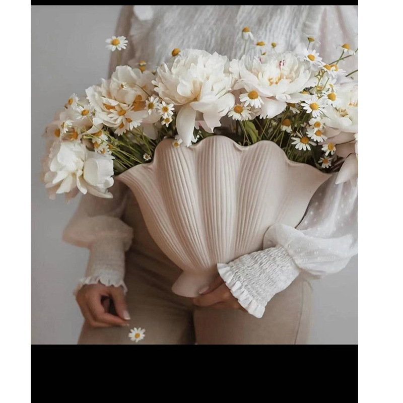 貝殼陶瓷插花花瓶擺件