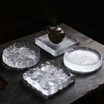 日式手工磨砂琉璃茶承