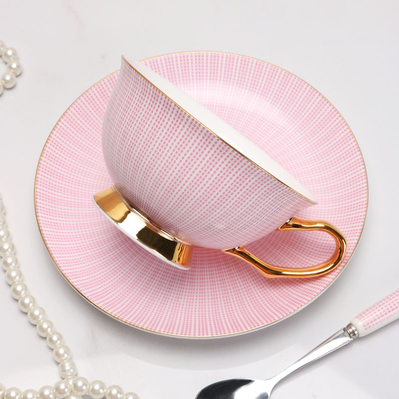 條紋骨瓷咖啡杯碟套裝