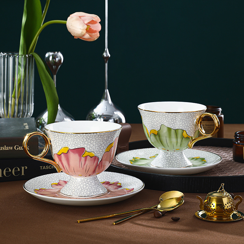 岩花歐式骨瓷咖啡杯碟套裝