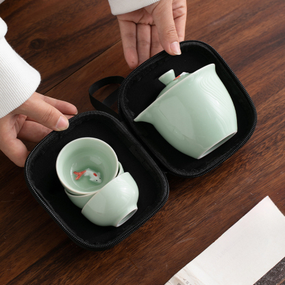 青瓷錦鯉旅行茶具