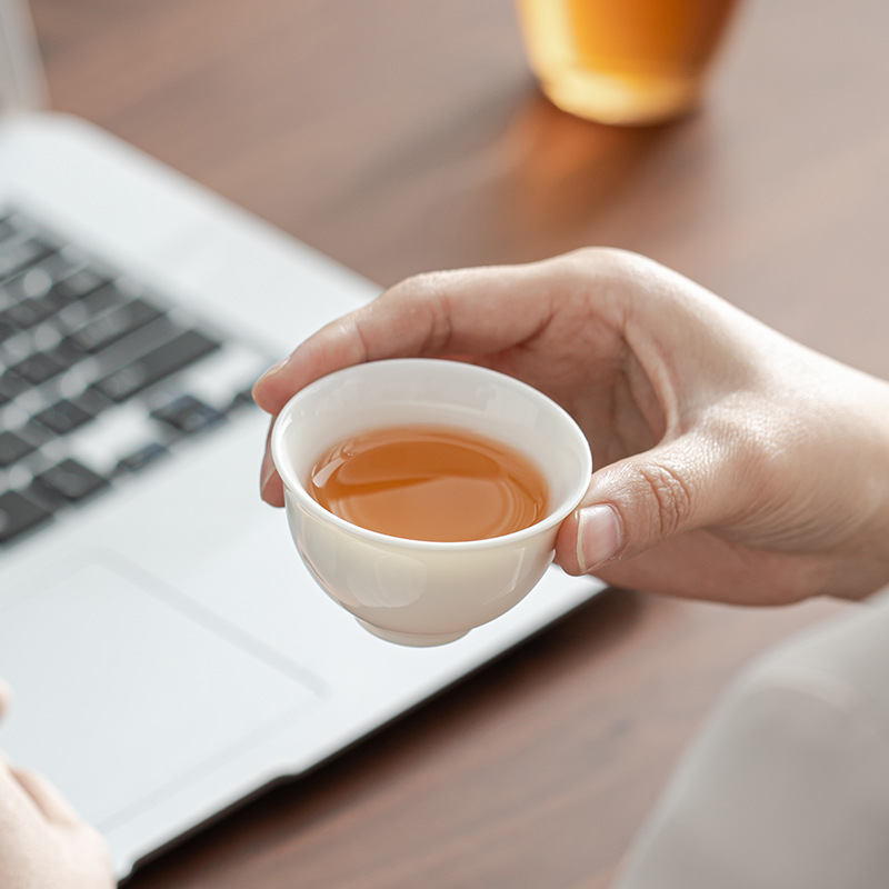 羊脂玉白瓷蓋碗茶杯快客杯茶具小套組