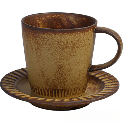 日式粗陶窑变手工咖啡杯