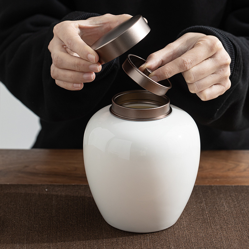 羊脂玉白瓷茶葉罐