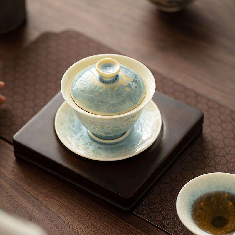 窯變結晶釉三才蓋碗