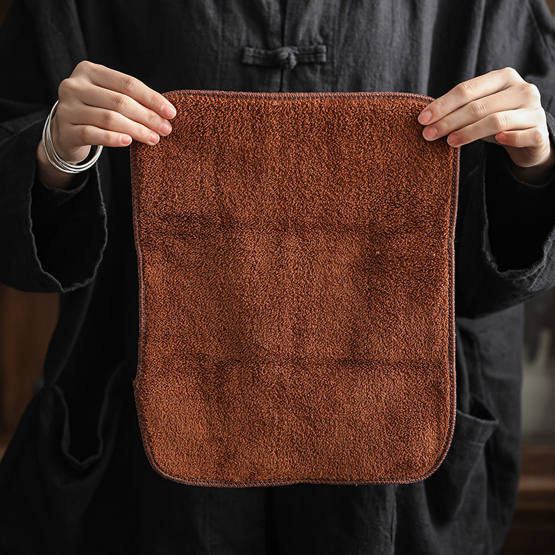 仿鹿皮絨面茶巾簡約印花