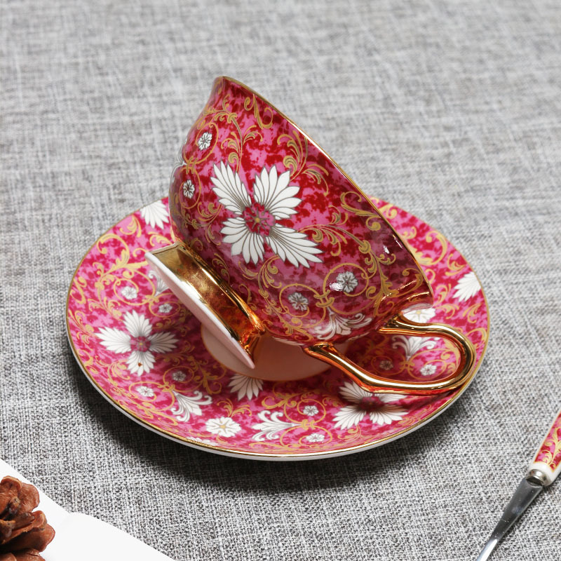 鉤藤歐式輕奢骨瓷咖啡杯碟套裝伴手禮