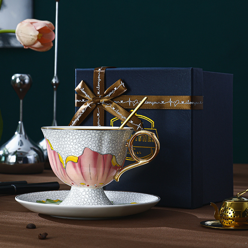 岩花歐式骨瓷咖啡杯碟套裝